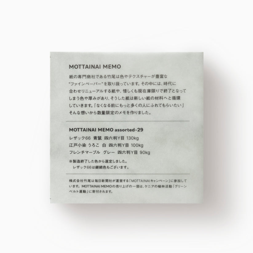 TAKEO PAPER MOTTAINAI MEMO - Assorted 29