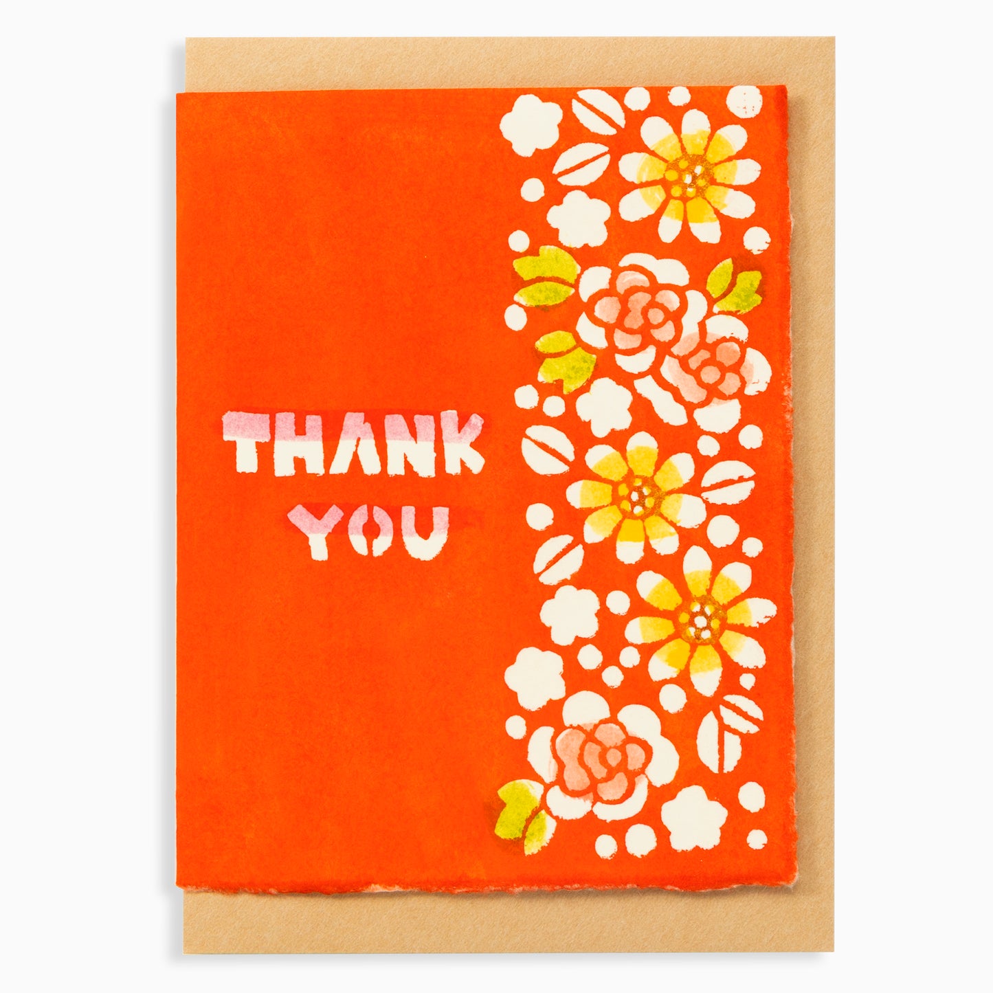 型染グリーティングカード G533　花便り 朱