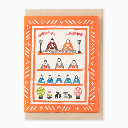 型染グリーティングカード G591　五人ばやし