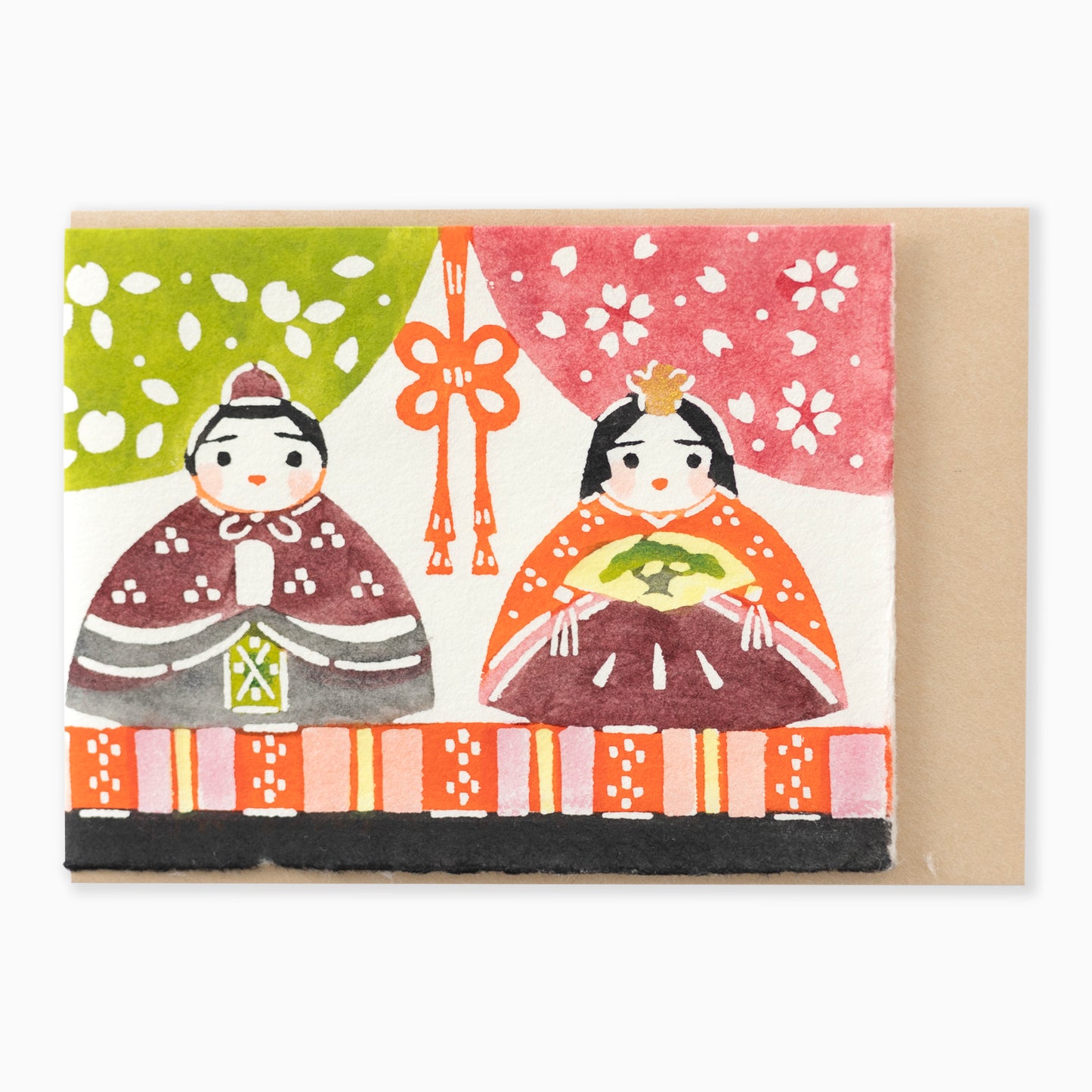 型染グリーティングカード G593　すわりびな