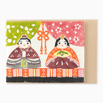 型染グリーティングカード G593　すわりびな