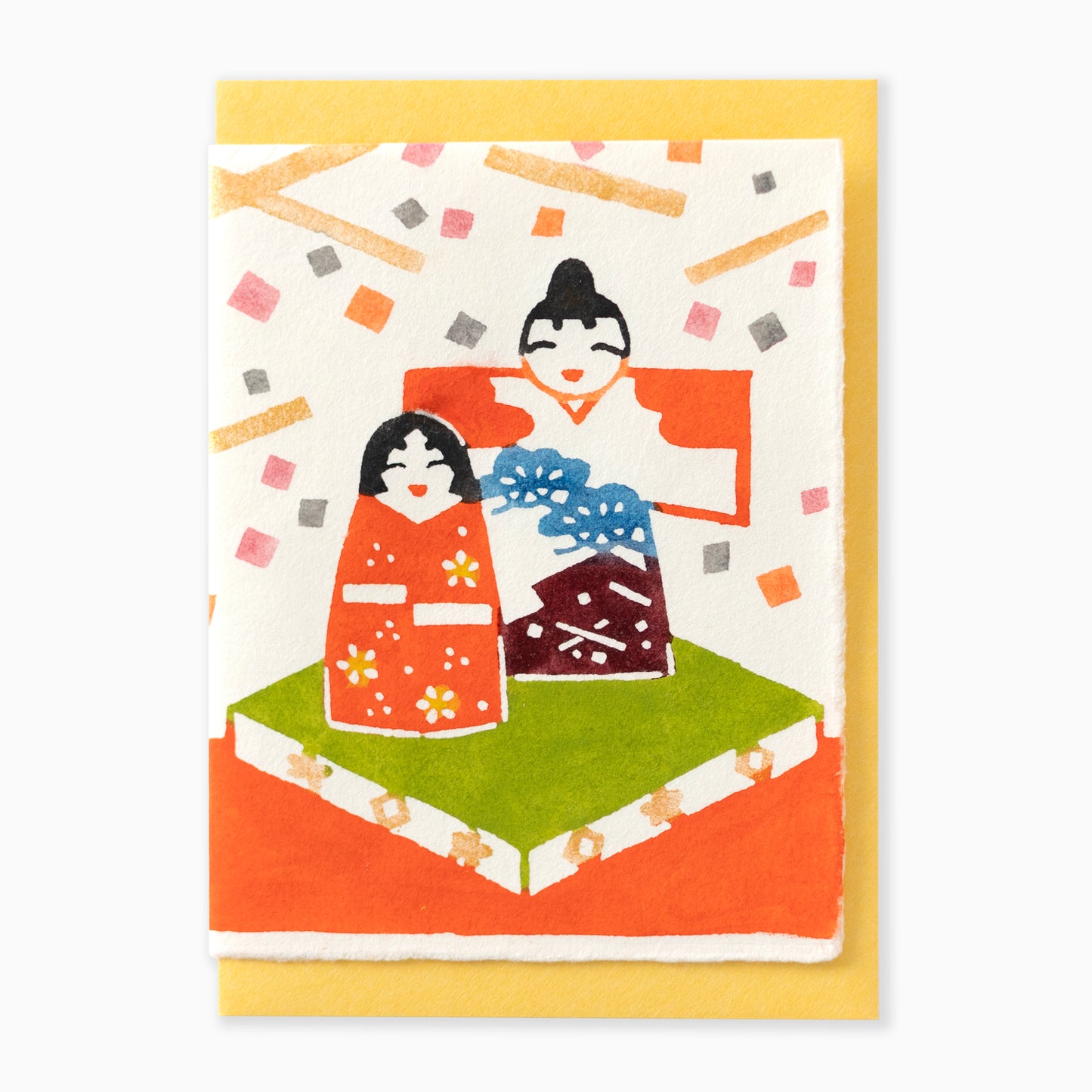 型染グリーティングカード G595　二人雛