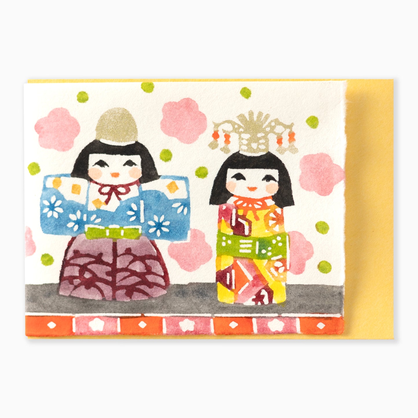 型染グリーティングカード G596　木目込雛