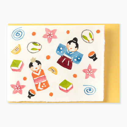 型染グリーティングカード G597　ひな小紋