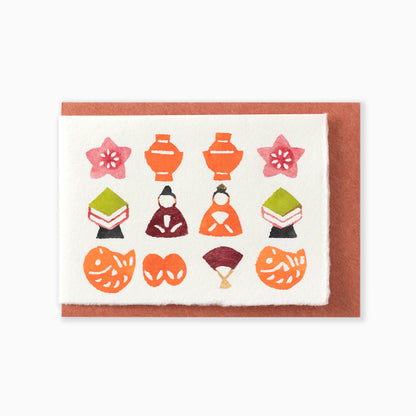 型染メッセージカード M186　ひなづくし