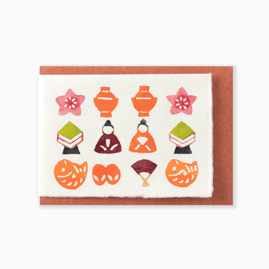 型染メッセージカード M186　ひなづくし