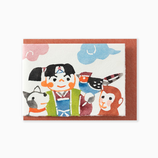 型染メッセージカード M253　桃太郎のお供